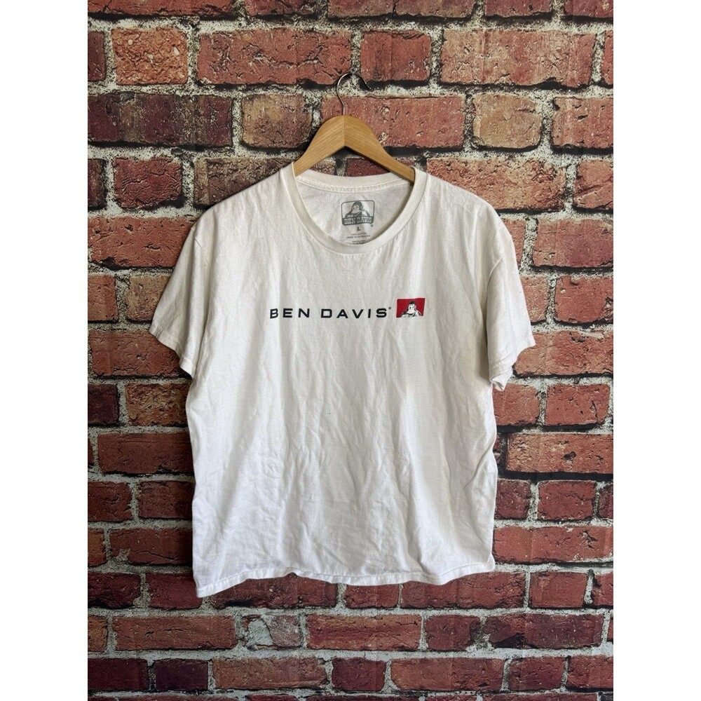 Ben Davis Mens White Flat Line Short Sleeve White Graphic Shirt Size Large